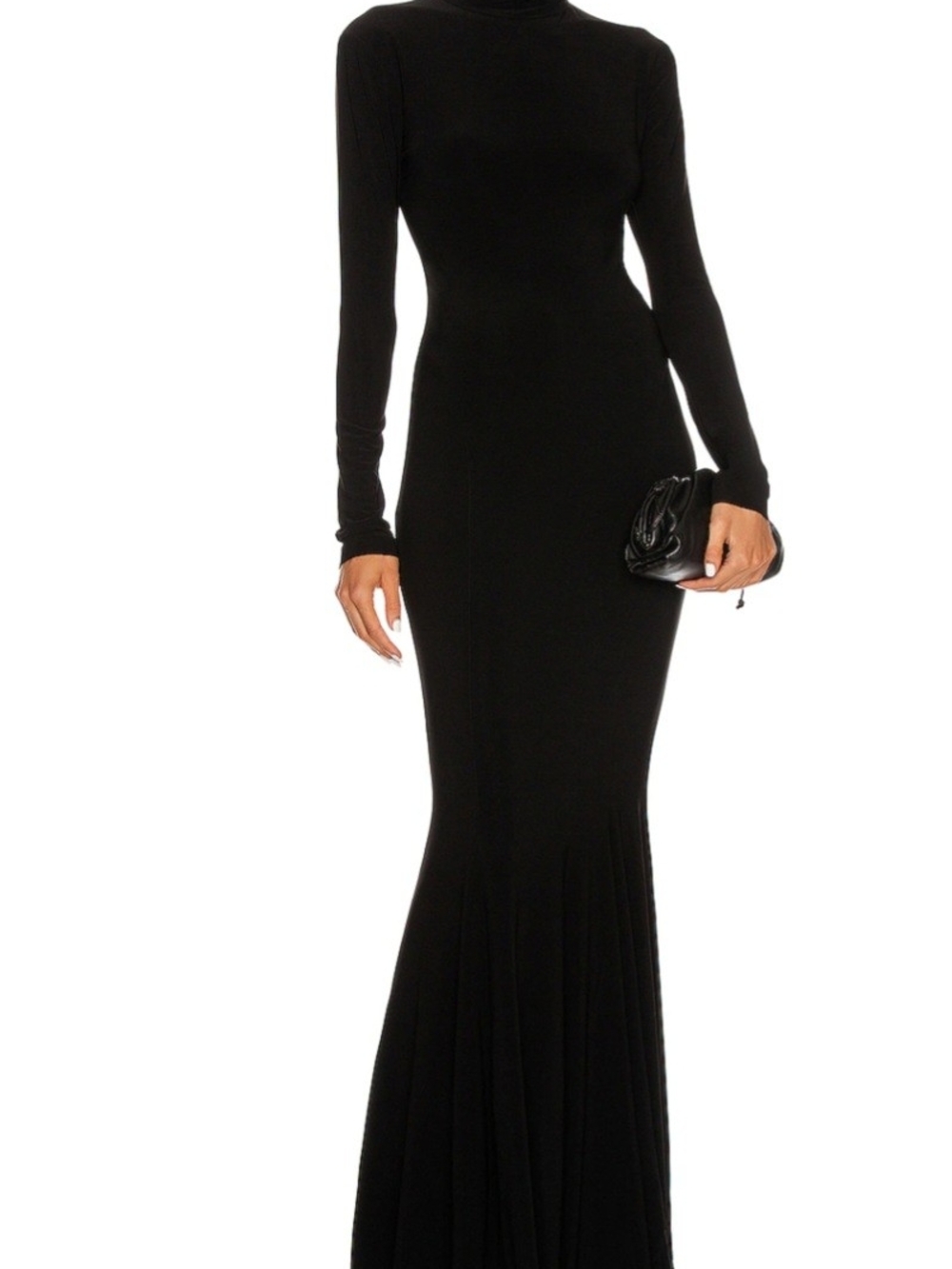 Norma Kamali Black Long-Sleeve Fitted Maxi Dress
